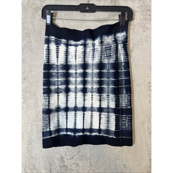BCBGMAXAZRIA Mini Skirt Small Blue White Tie Dye Ribbed Bodycon Stretch - Picture 7 of 7